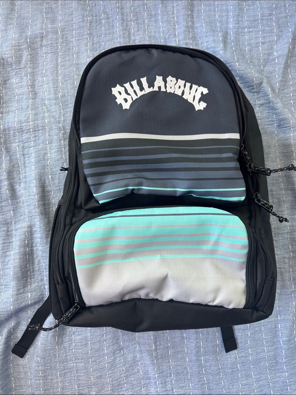 3/$20 Bundle Billabong Black Backpack with Teal and Gray Stripes Back to School